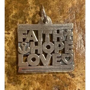 James Avery Charm/Pendant Faith Hope Love Sterling Silver Retired Vintage